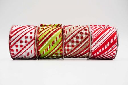 Retro Slant Stripes Wired Ribbon